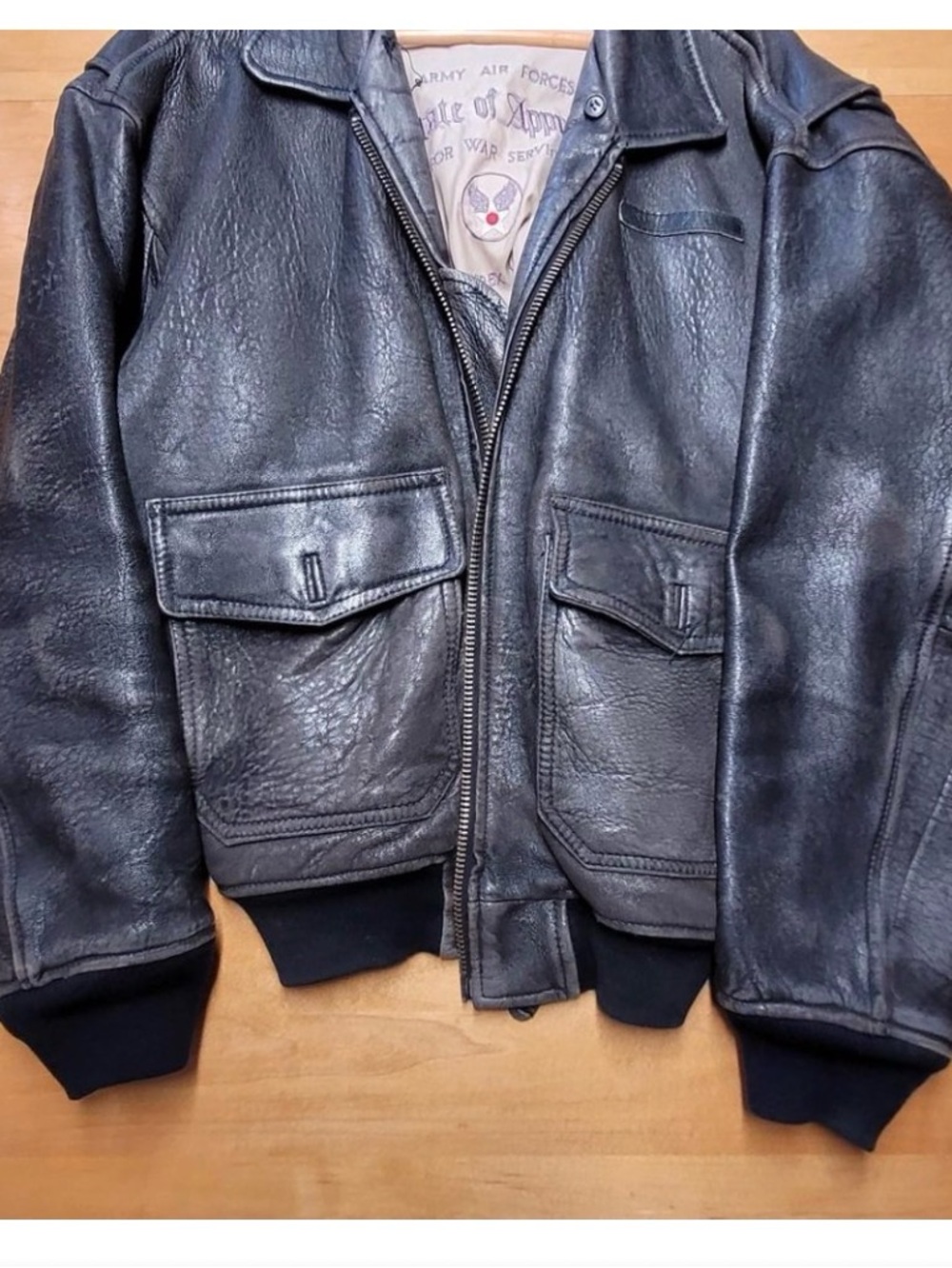Avirex Black Leather Bomber Jacket